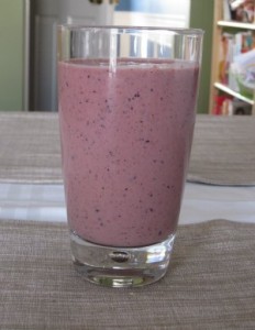 One of my many kefir shakes. Many berries and flaxseed go into this one. 
